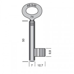 Zimmertür-Einsteckschloss-Schlüssel-Art. 945-System Fliether (KFV)